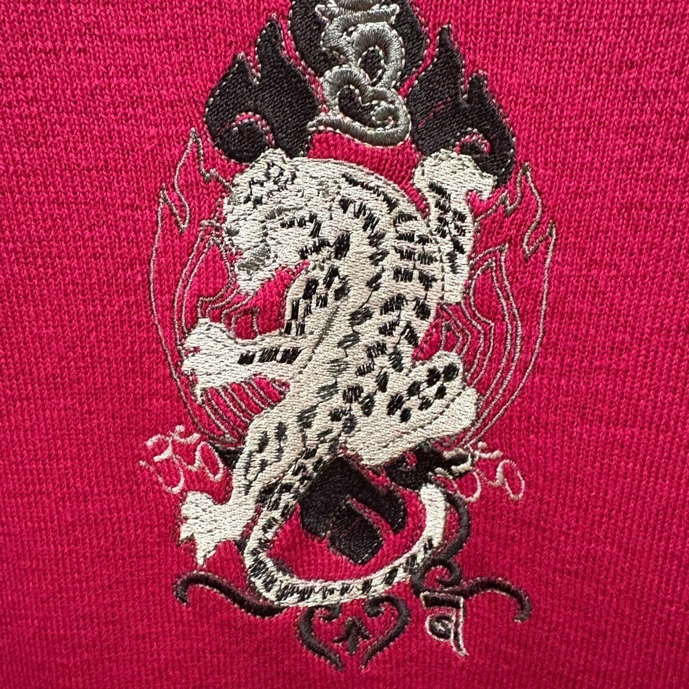 Bogner Virgin Wool Embroidered Dragon Crest Sweater – Fuchsia Pink – Size M - Picture 6 of 15